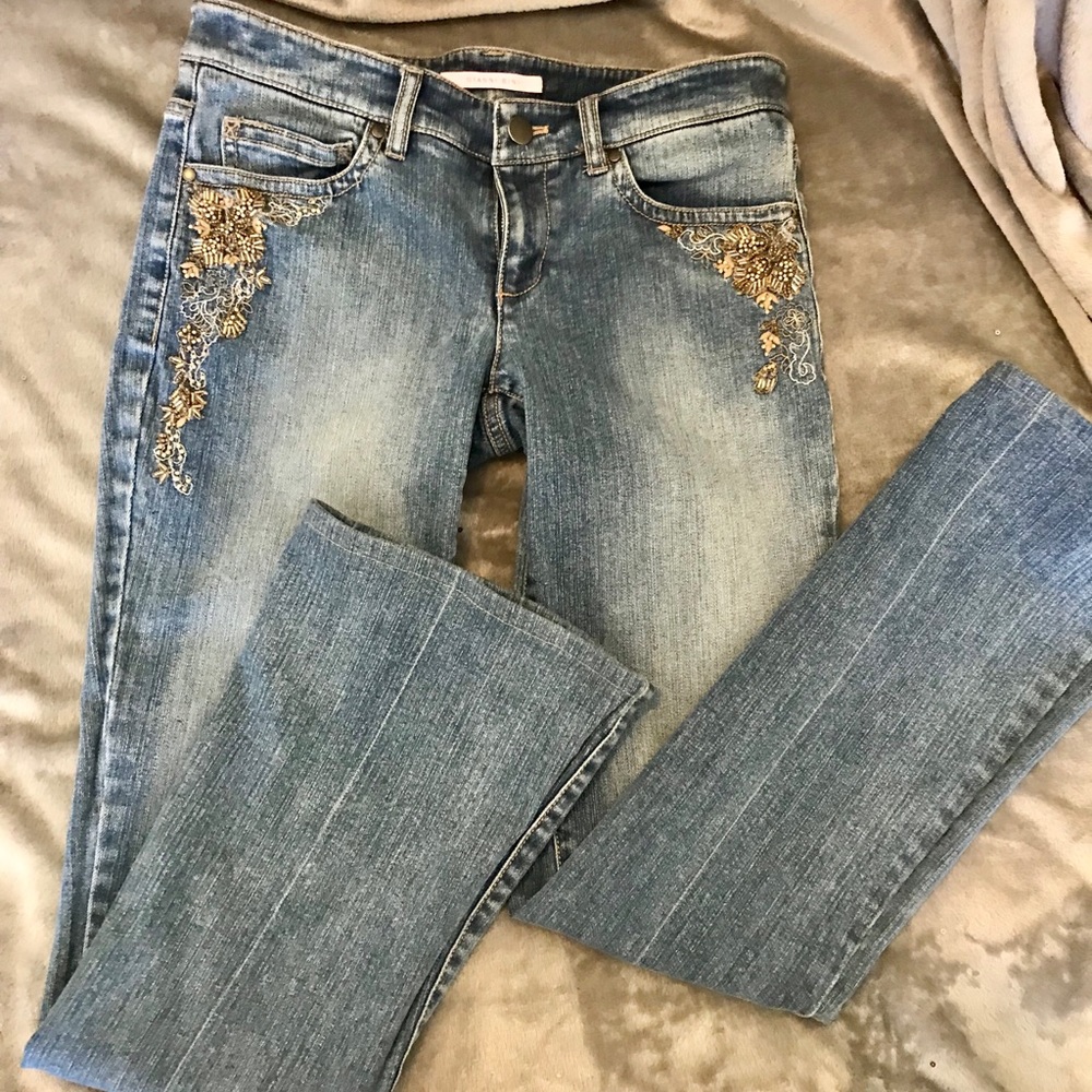 Gianni Bini embellished medium wash jeans